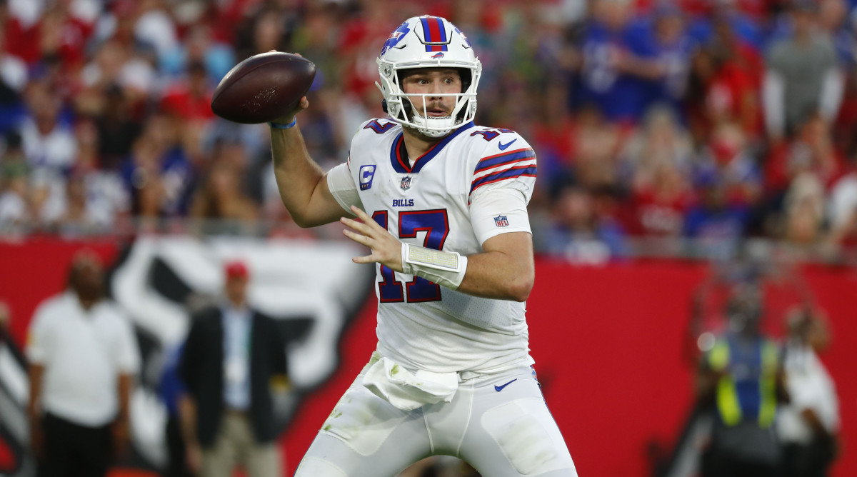 Bills QB Josh Allen became the leader of the team in a loss to the Bucs in 2021.